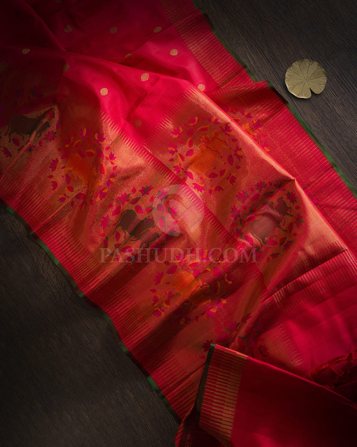 Red Pichwai Meenakari Kanjivaram Silk Saree-S1733(C)