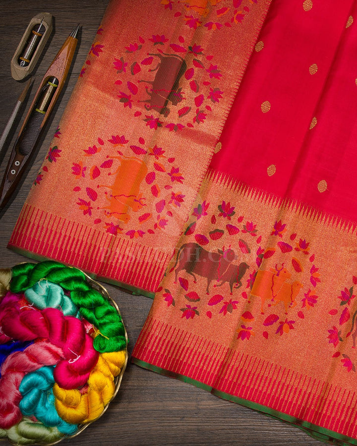 Red Pichwai Meenakari Kanjivaram Silk Saree-S1733(C)
