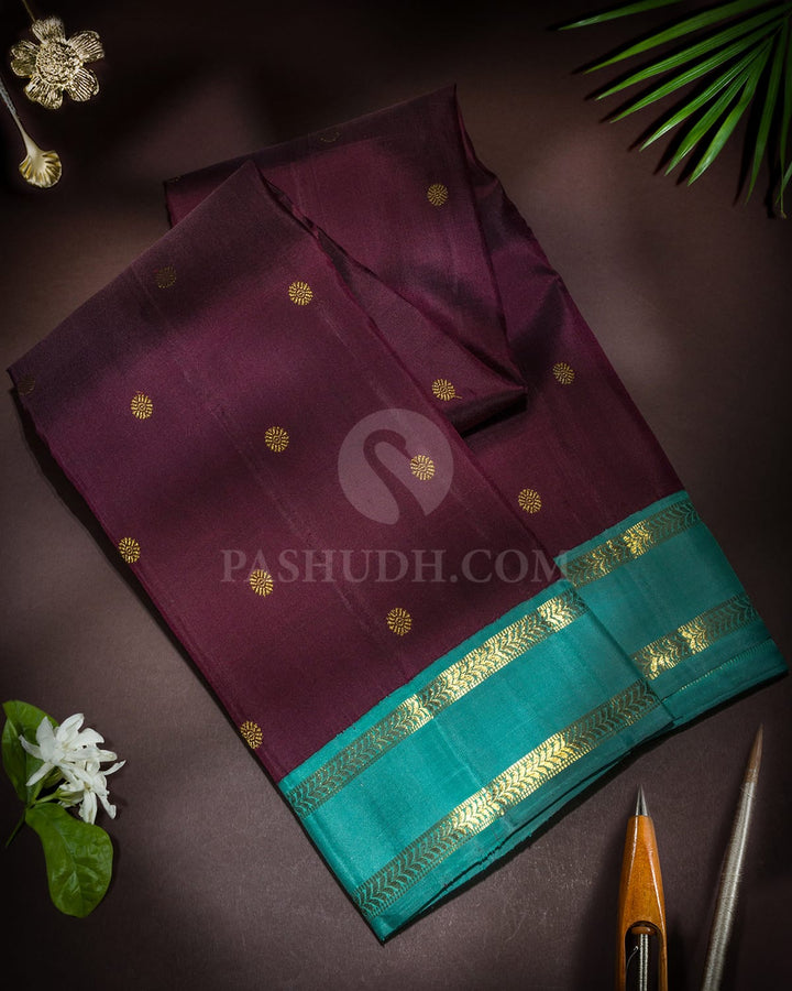 Paaku With Sky Blue Pure Zari Traditional Kanjivaram Silk Saree-SP510