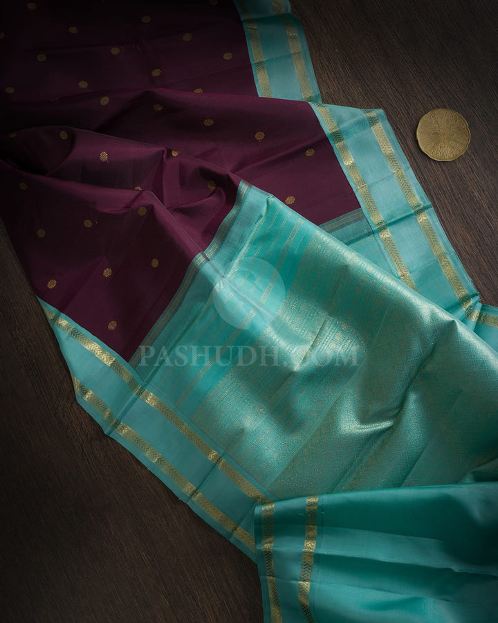 Paaku With Sky Blue Pure Zari Traditional Kanjivaram Silk Saree-SP510
