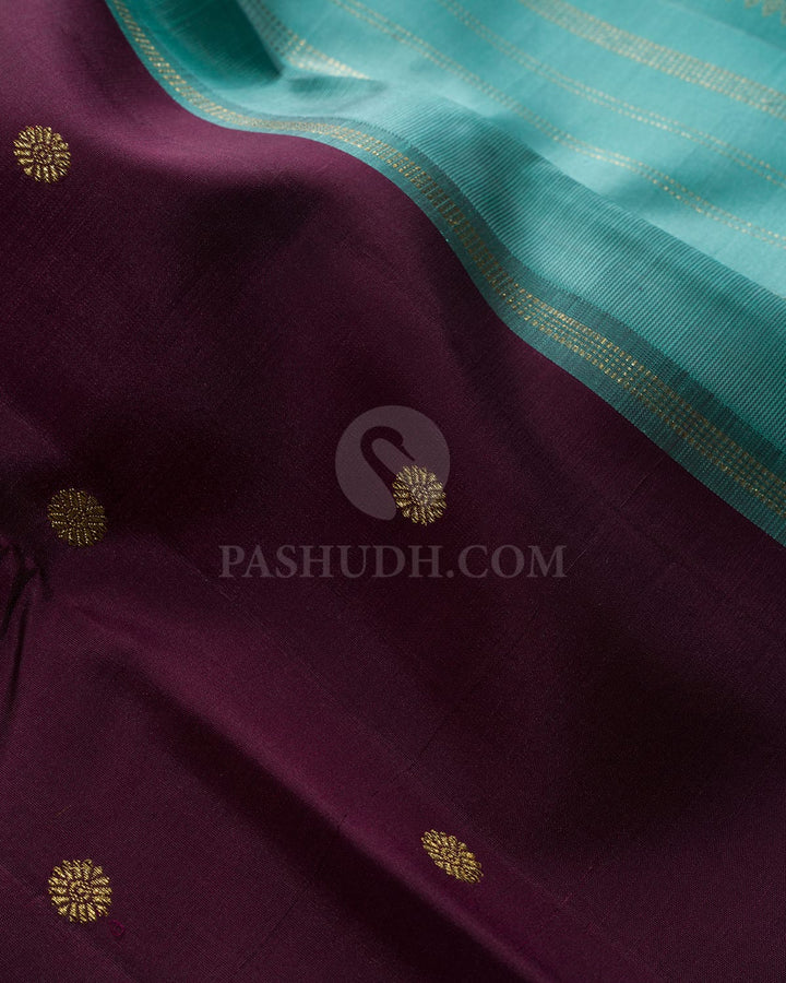 Paaku With Sky Blue Pure Zari Traditional Kanjivaram Silk Saree-SP510