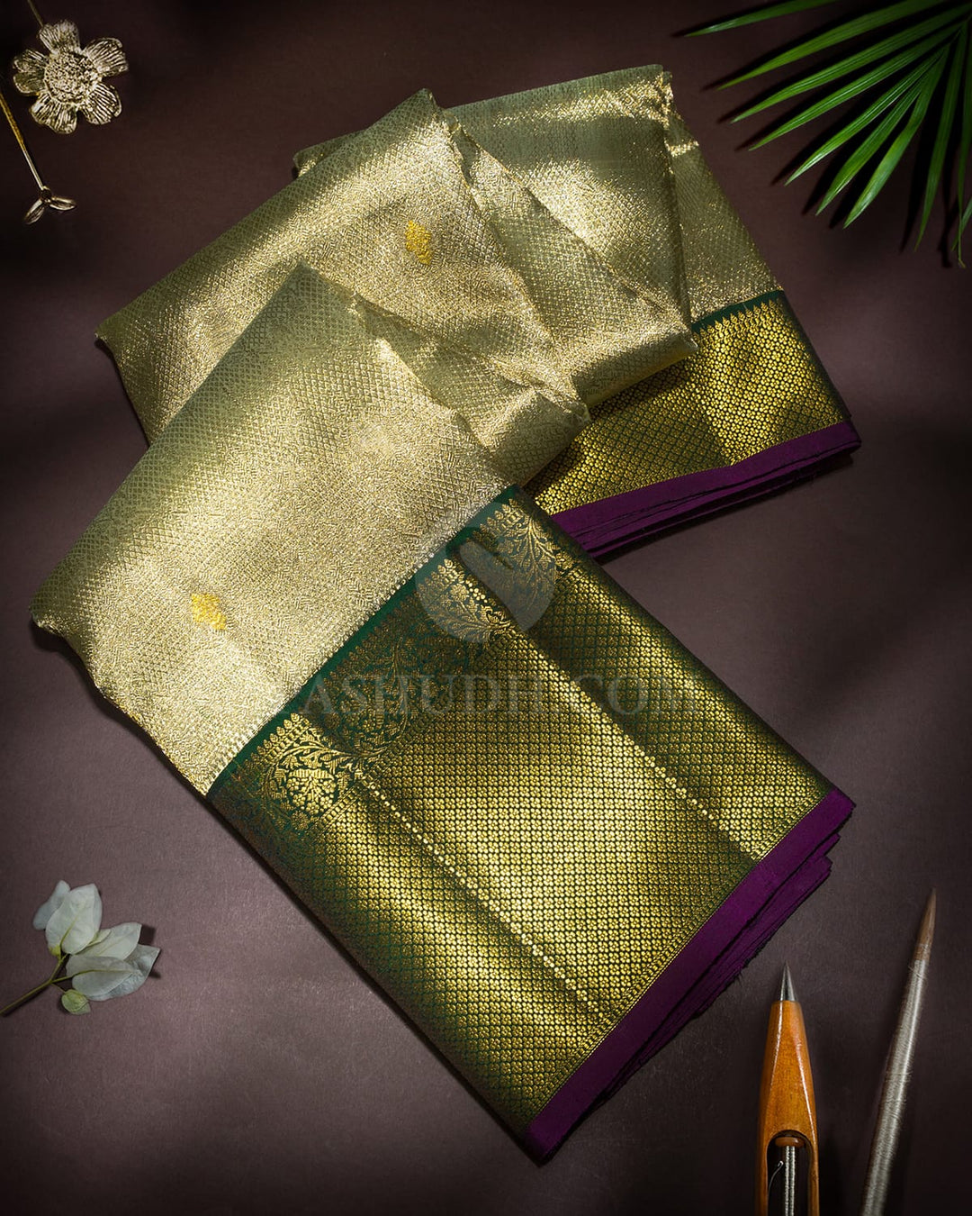 Mild Teal Organza Shimmer Kanjivaram Silk Saree-S1643(B)