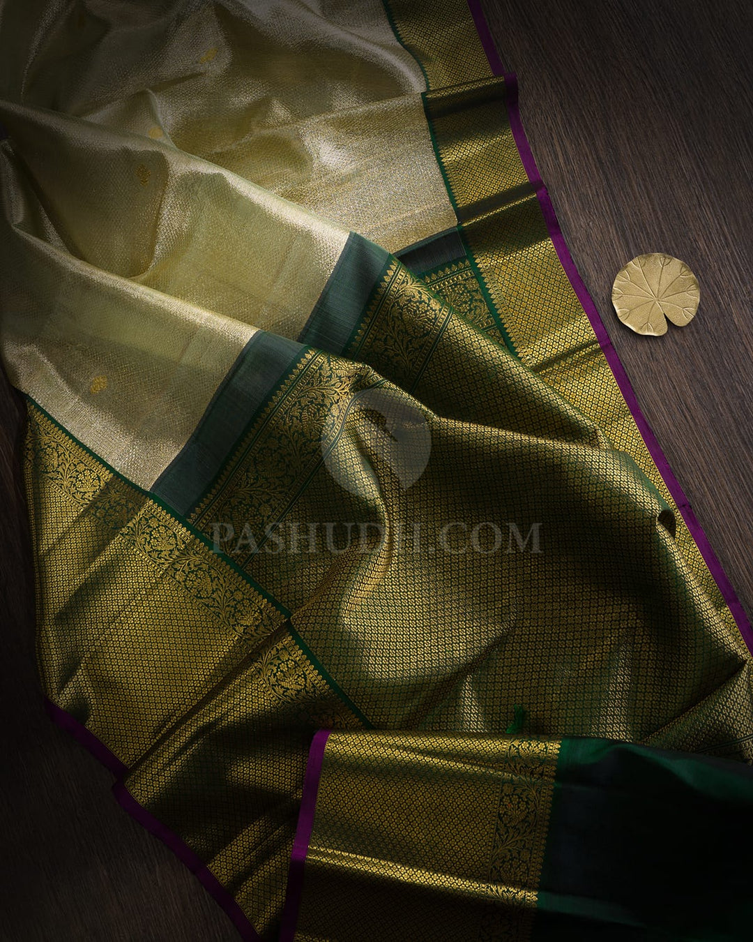 Mild Teal Organza Shimmer Kanjivaram Silk Saree-S1643(B)