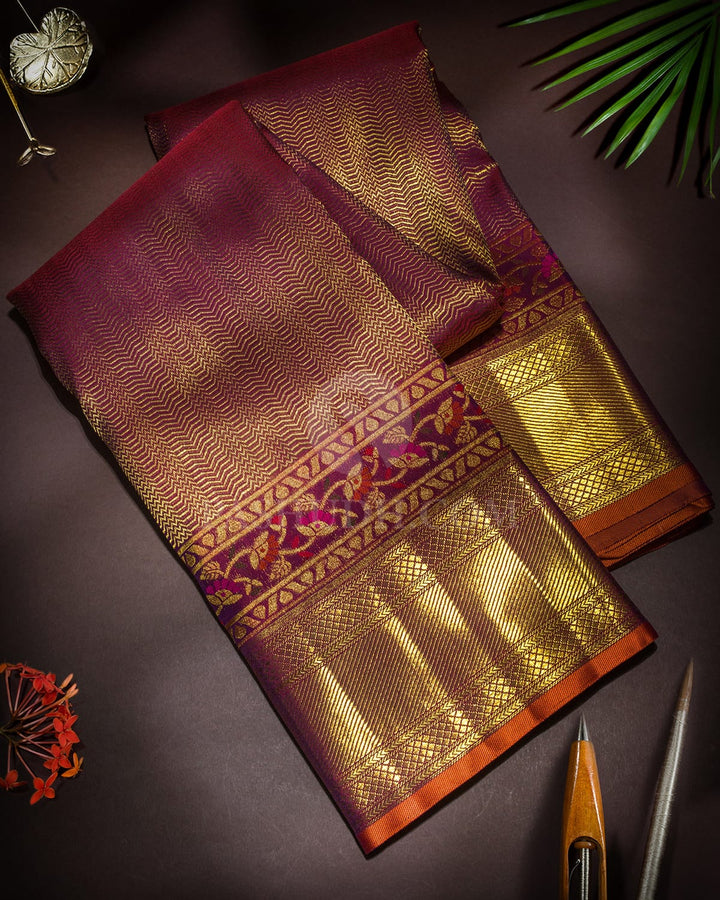 Dual Shaded Purple Meenakari Kanjivaram Silk Saree-S1843(C)
