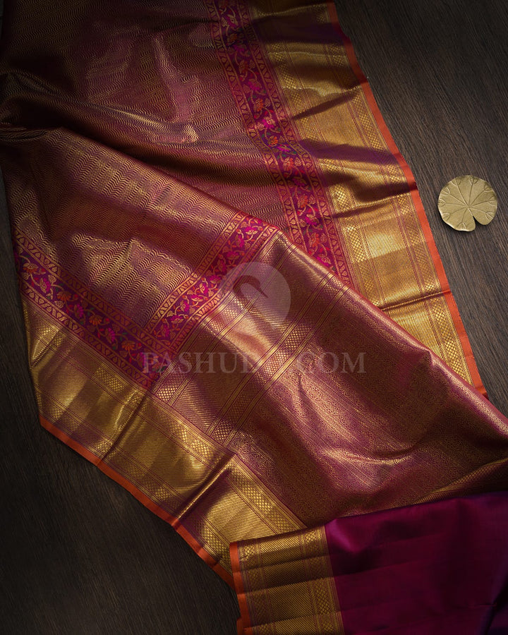 Dual Shaded Purple Meenakari Kanjivaram Silk Saree-S1843(C)