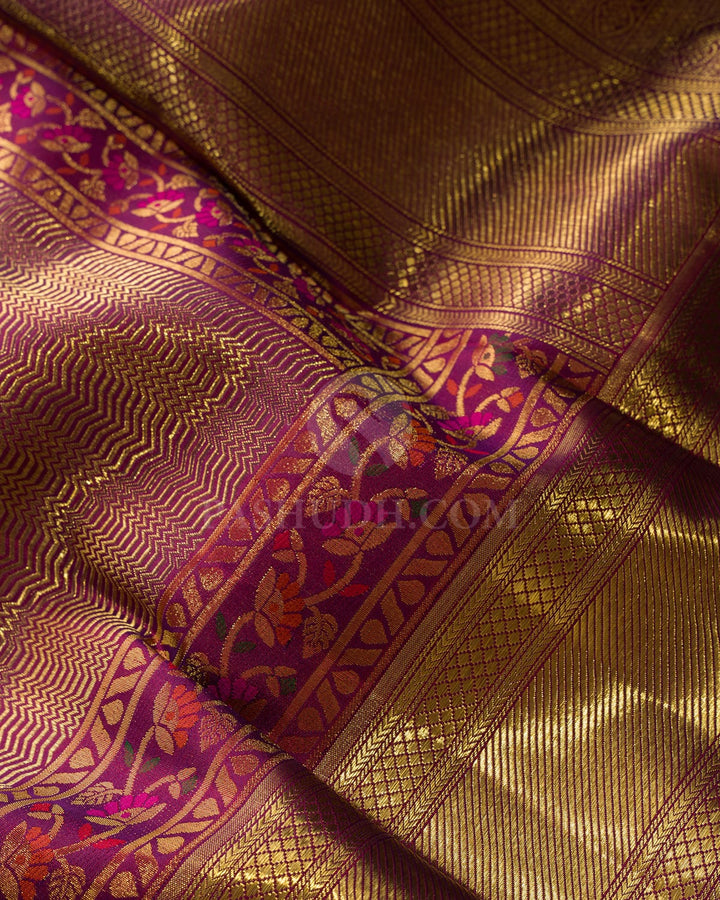 Dual Shaded Purple Meenakari Kanjivaram Silk Saree-S1843(C)