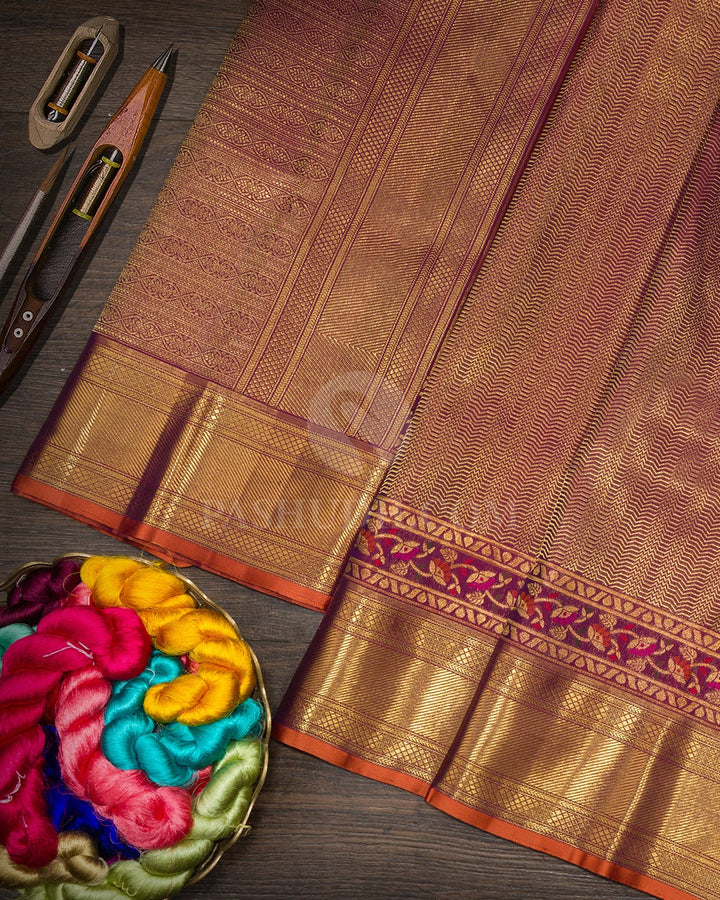 Dual Shaded Purple Meenakari Kanjivaram Silk Saree-S1843(C)