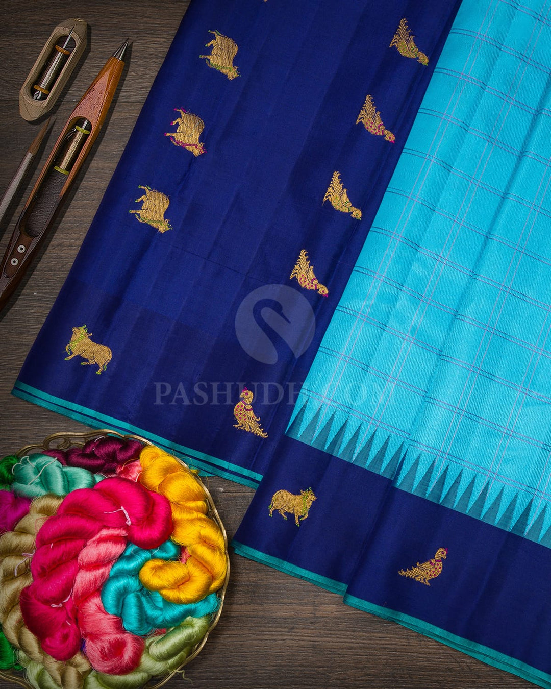 Turquoise Blue Pichwai Kanjivaram Silk Saree-S1716(B)
