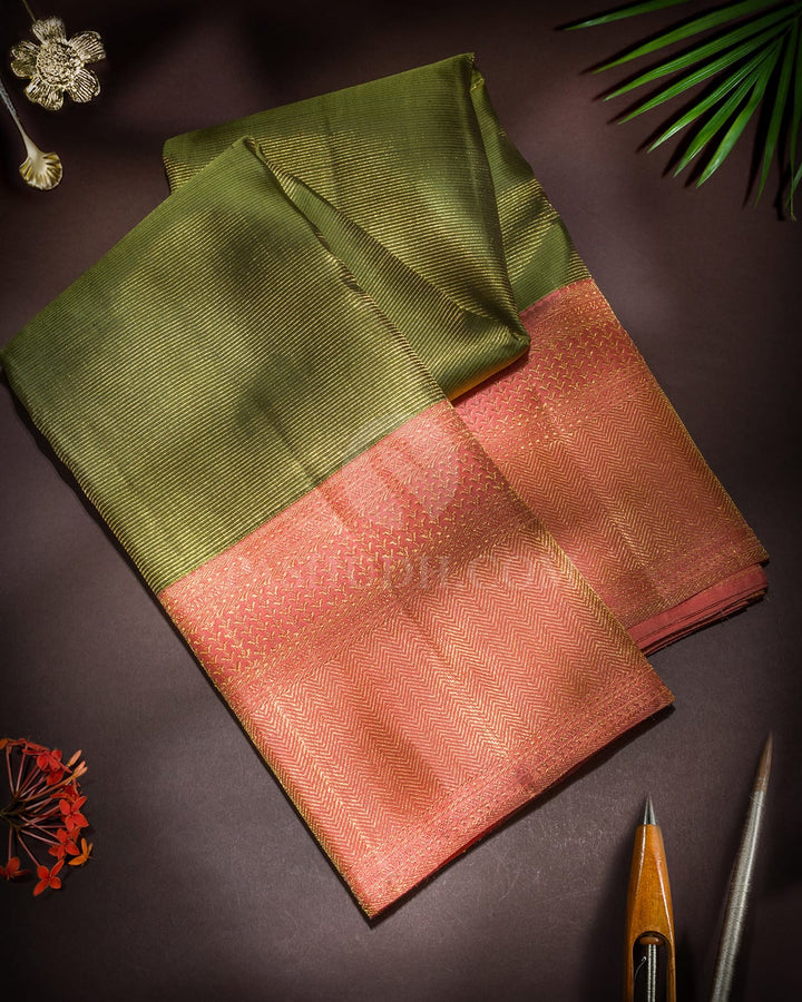 Pear Green With Baby Pink Traditional Kanjivaram Silk Saree-SP474