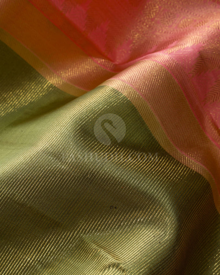 Pear Green With Baby Pink Traditional Kanjivaram Silk Saree-SP474