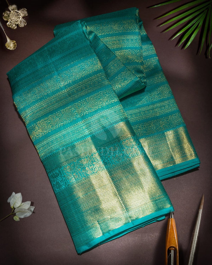 Turquoise Blue Traditional Kanjivaram Silk Saree-SP471