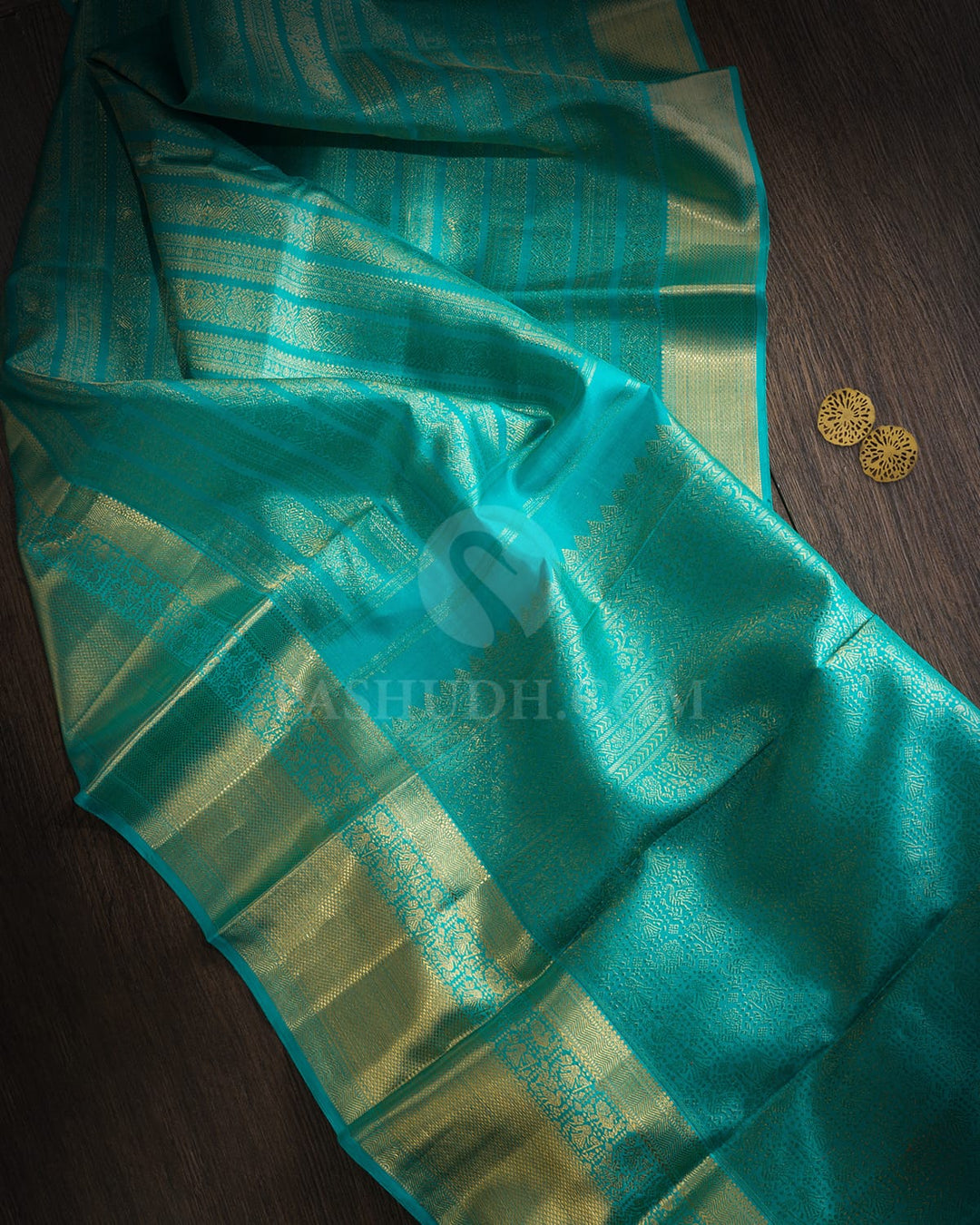 Turquoise Blue Traditional Kanjivaram Silk Saree-SP471