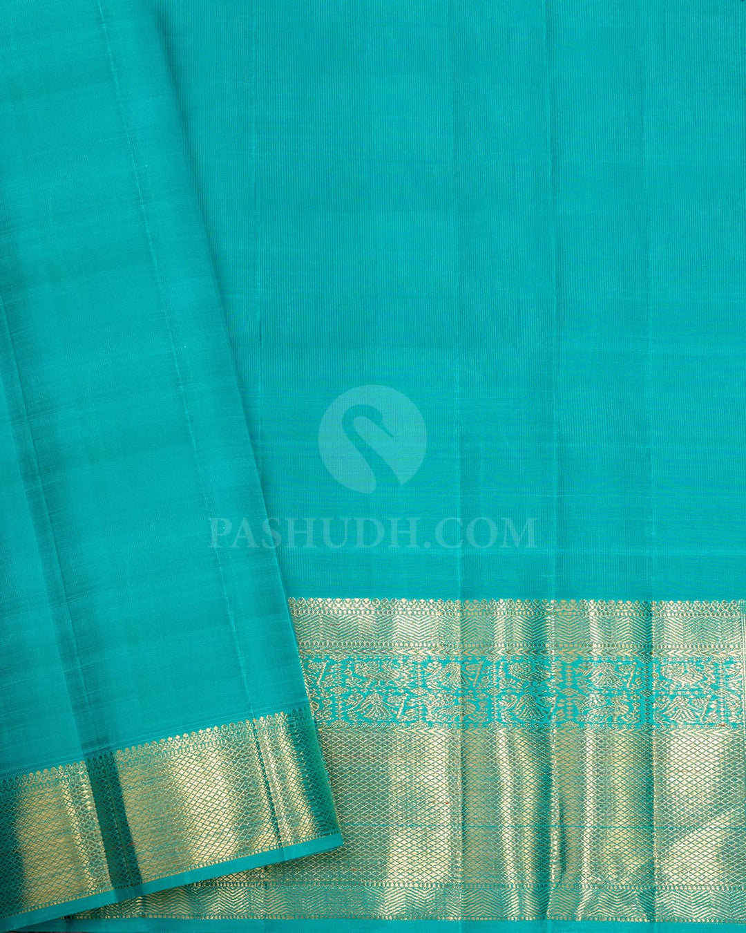 Turquoise Blue Traditional Kanjivaram Silk Saree-SP471