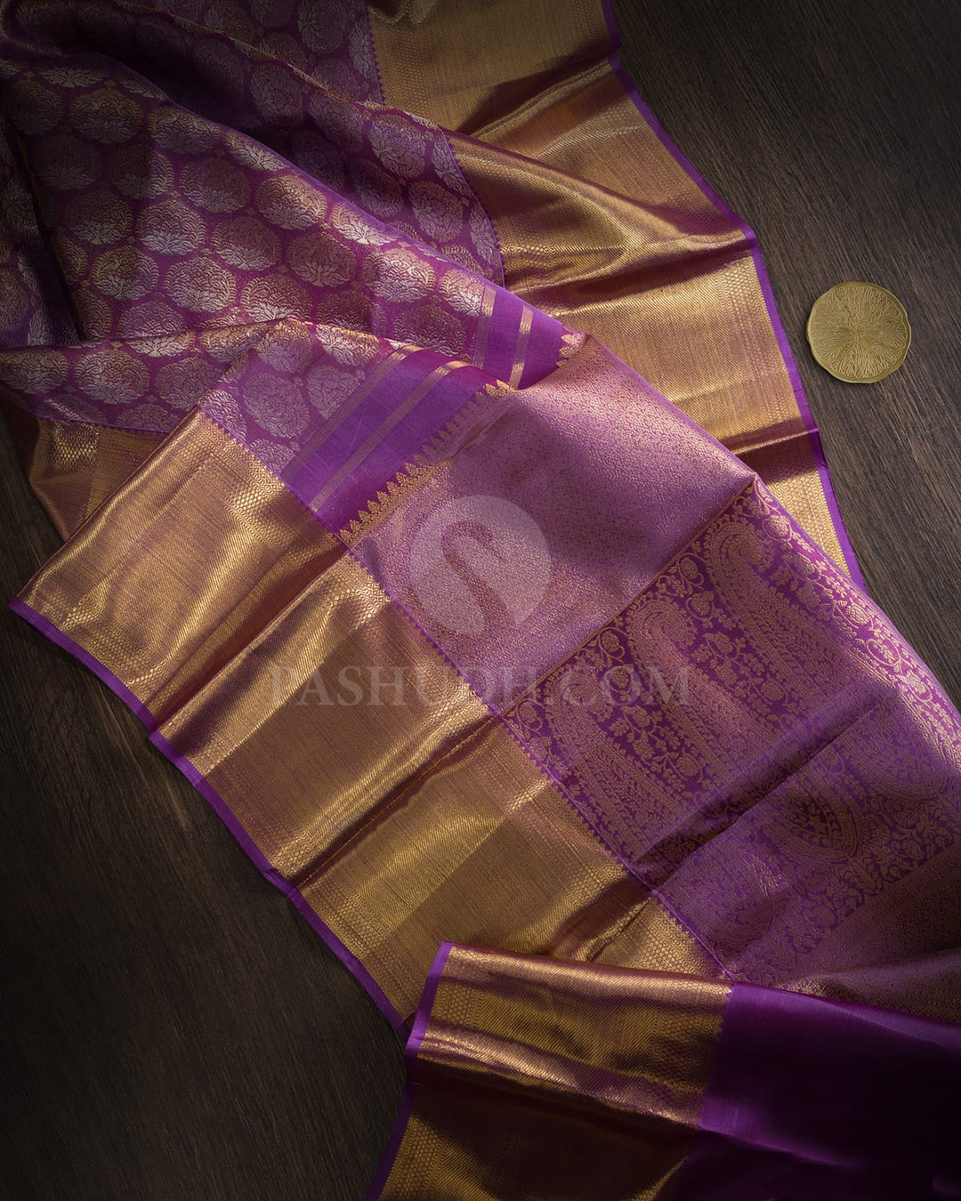 Lavender Zari Shimmer Kanjivaram Silk Saree-SP473