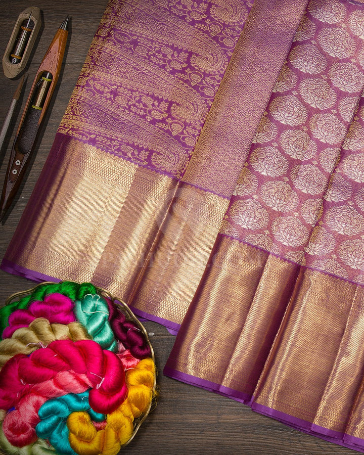 Lavender Zari Shimmer Kanjivaram Silk Saree-SP473