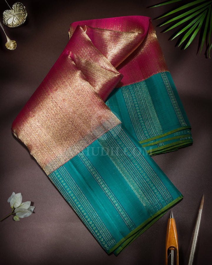 Pink Organza Shimmer Kanjivaram Silk Saree-S1689(C)