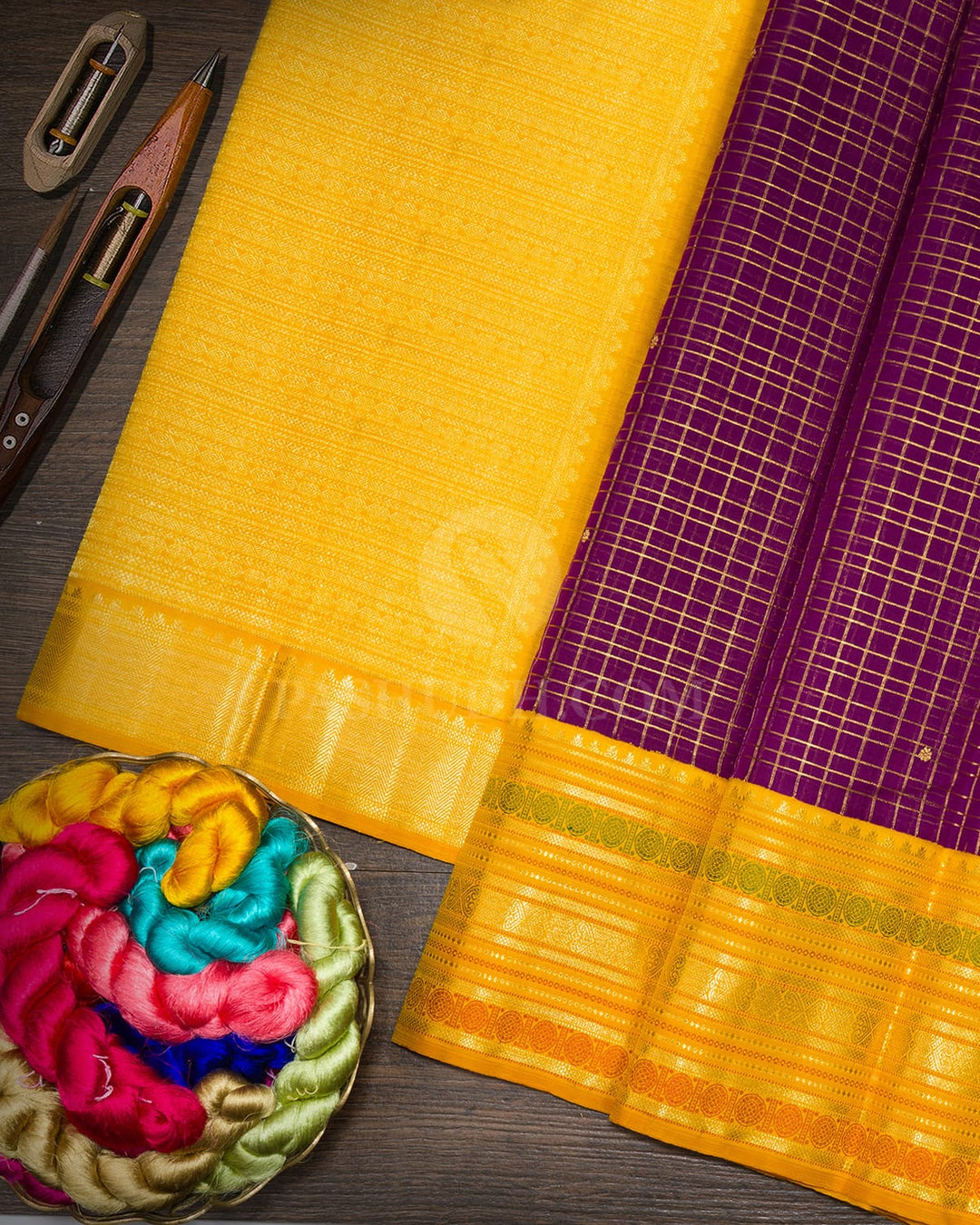 Purple Linen Kanjivaram Silk Saree-S1859(B)