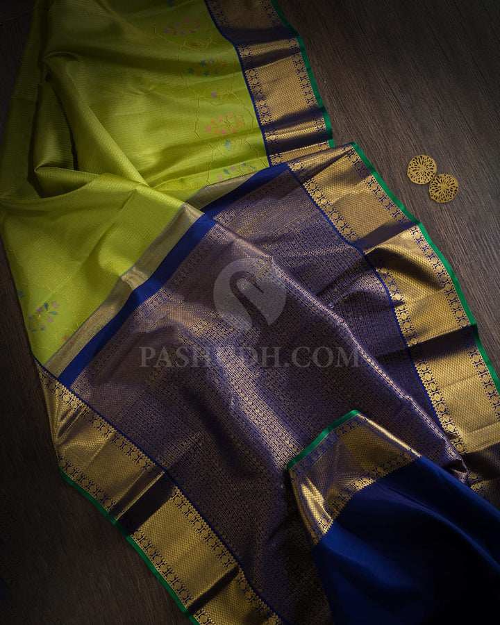 Parrot Green Meenakari Kanjivaram Silk Saree-S1718(D)