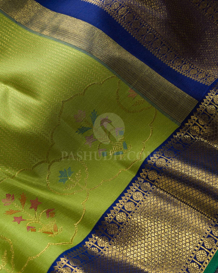 Parrot Green Meenakari Kanjivaram Silk Saree-S1718(D)
