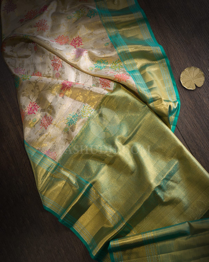 Gold And Silver Zari Tissue Meenakari Kanjivaram Silk Saree-S1861(A)