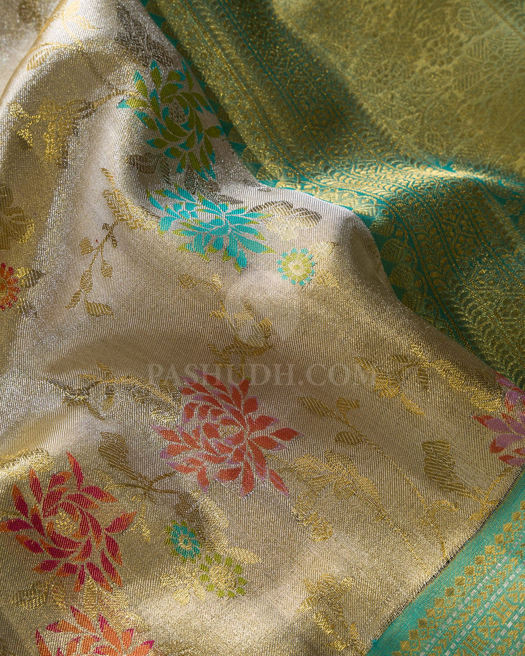 Gold And Silver Zari Tissue Meenakari Kanjivaram Silk Saree-S1861(A)