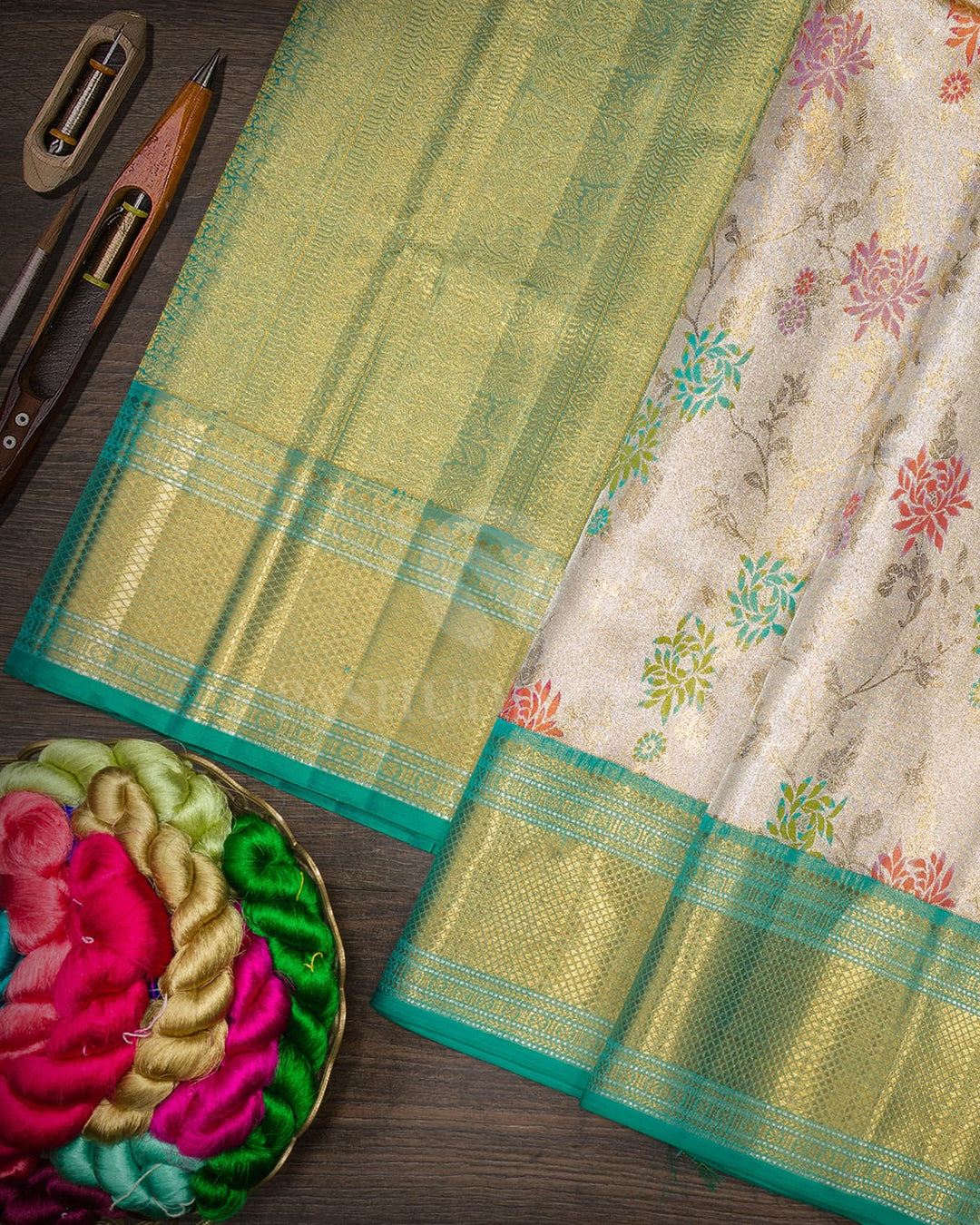 Gold And Silver Zari Tissue Meenakari Kanjivaram Silk Saree-S1861(A)