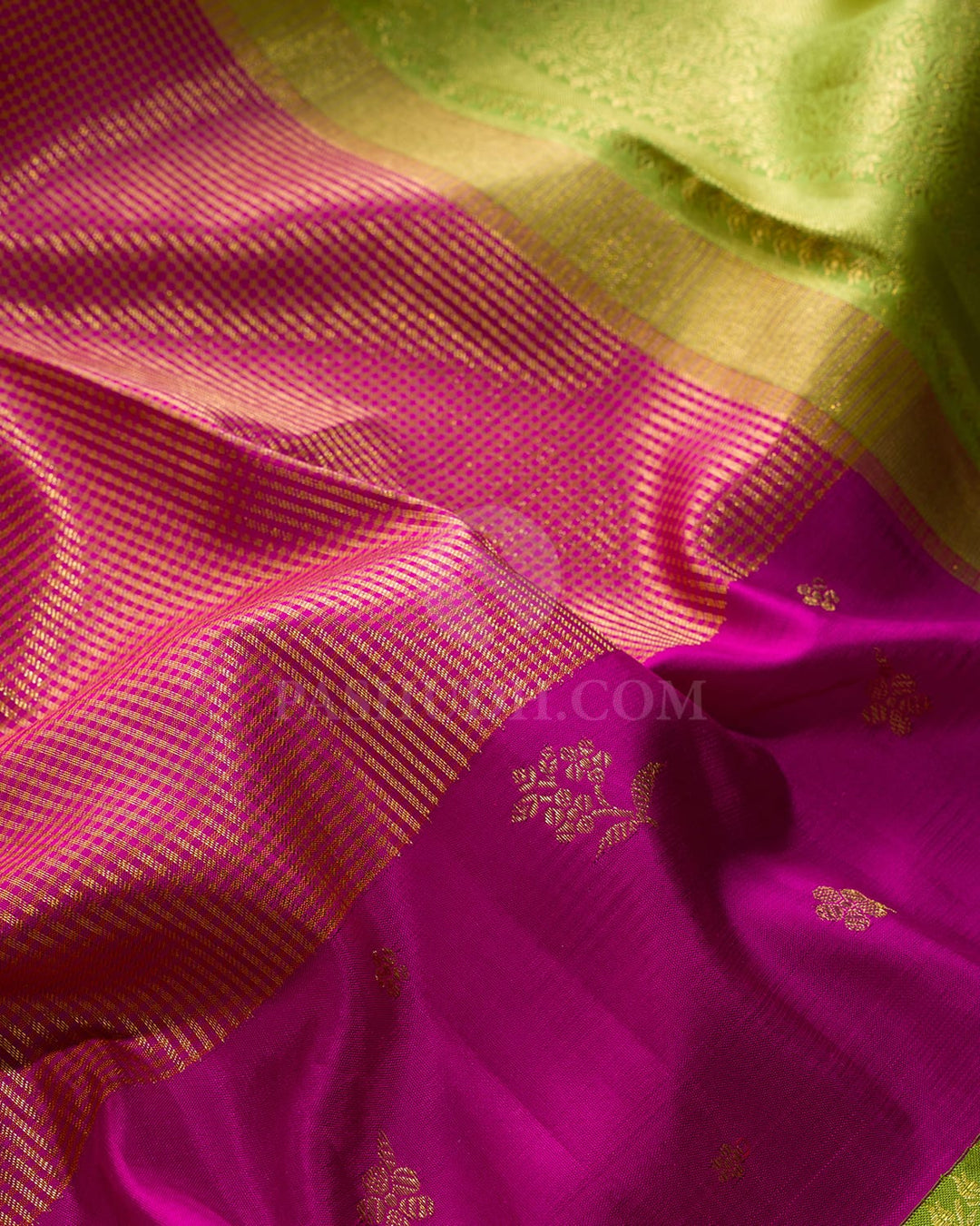 Magenta With Parrot Green Kanjivaram Silk Saree-S1730(C)