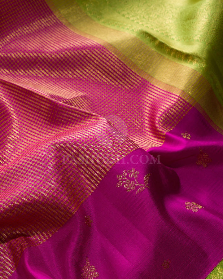 Magenta With Parrot Green Kanjivaram Silk Saree-S1730(C)