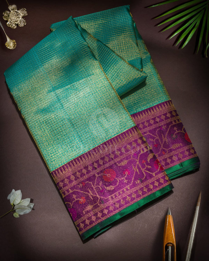 Sapphire Green Paithani Kanjivaram Silk Saree-S1835(B)