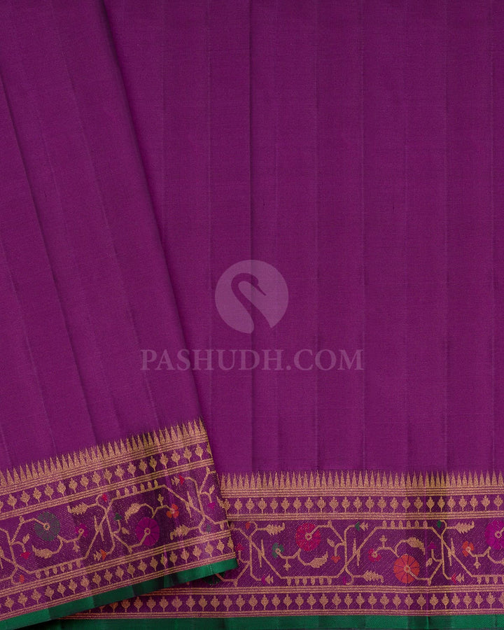 Sapphire Green Paithani Kanjivaram Silk Saree-S1835(B)