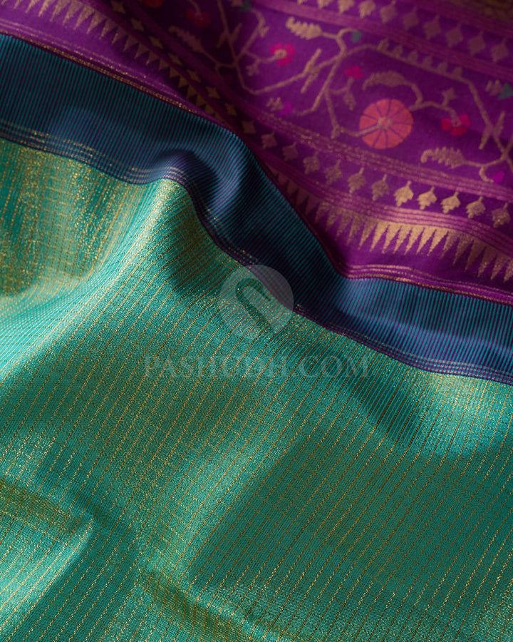 Sapphire Green Paithani Kanjivaram Silk Saree-S1835(B)