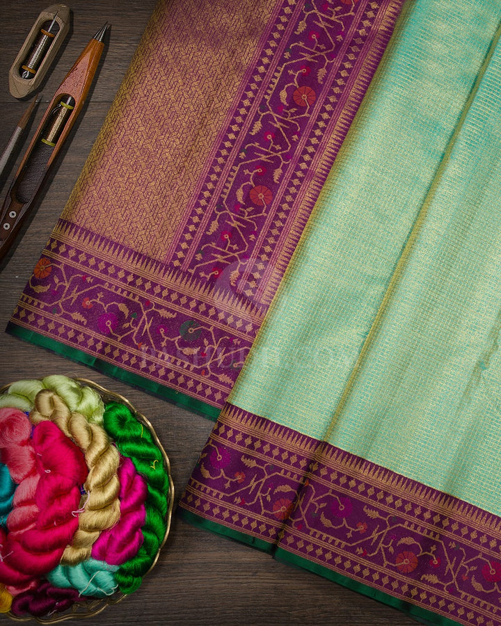 Sapphire Green Paithani Kanjivaram Silk Saree-S1835(B)