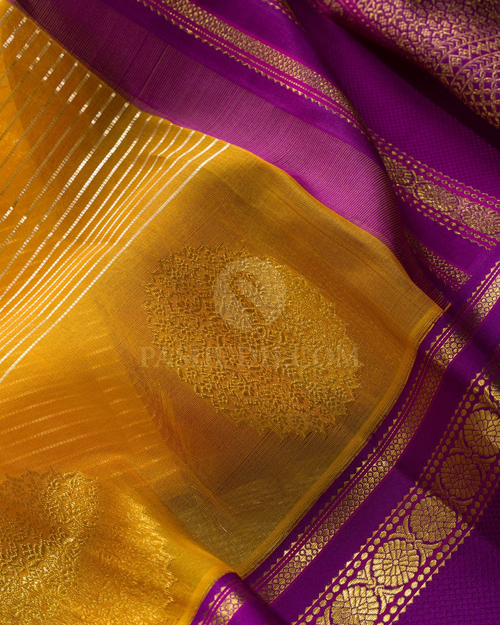 Mustard Organza Kanjivaram Silk Saree-S1869(A)