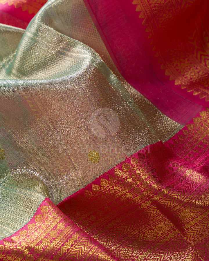 Powder Blue Organza Shimmer Kanjivaram Silk Saree-S1786(B)