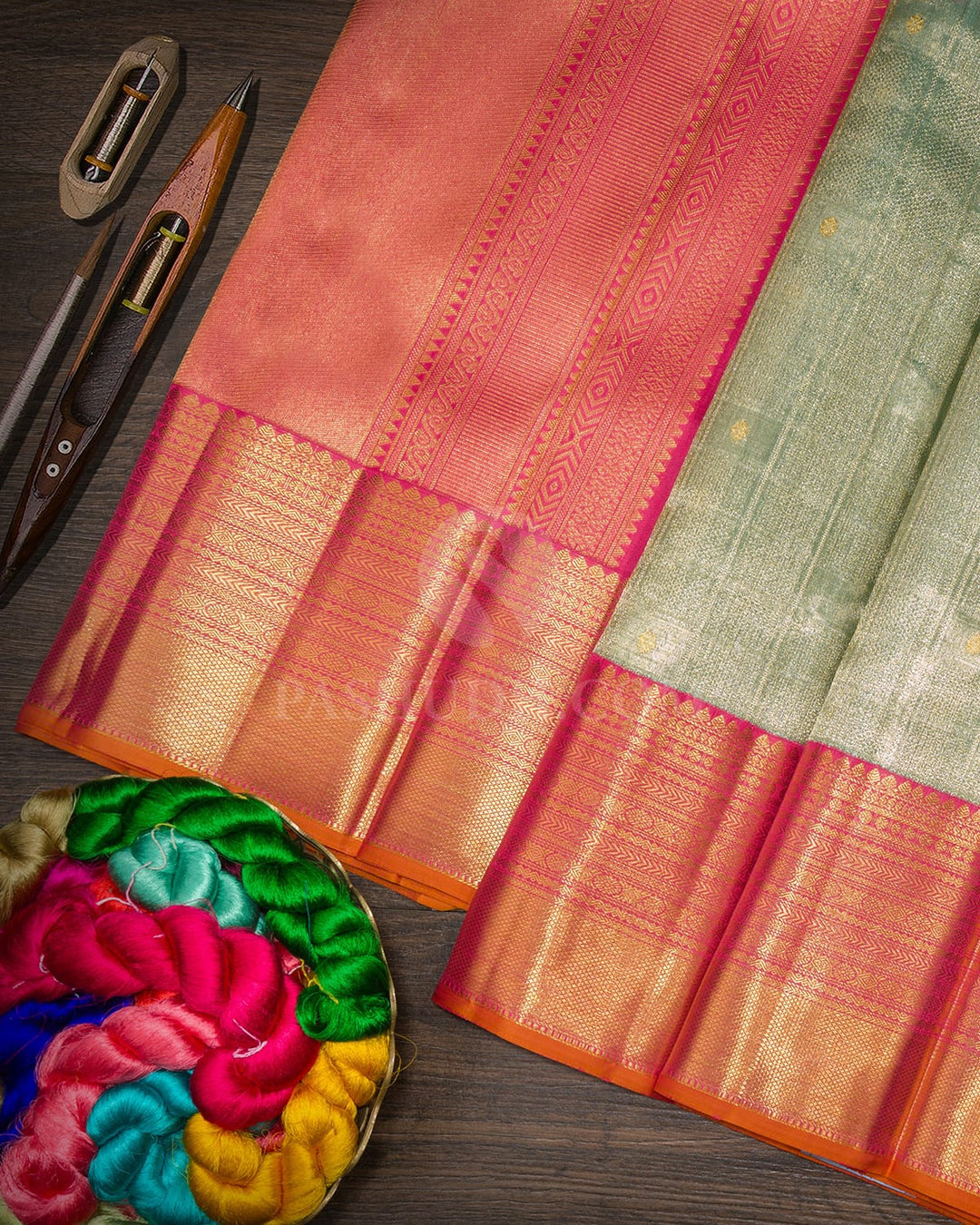 Powder Blue Organza Shimmer Kanjivaram Silk Saree-S1786(B)