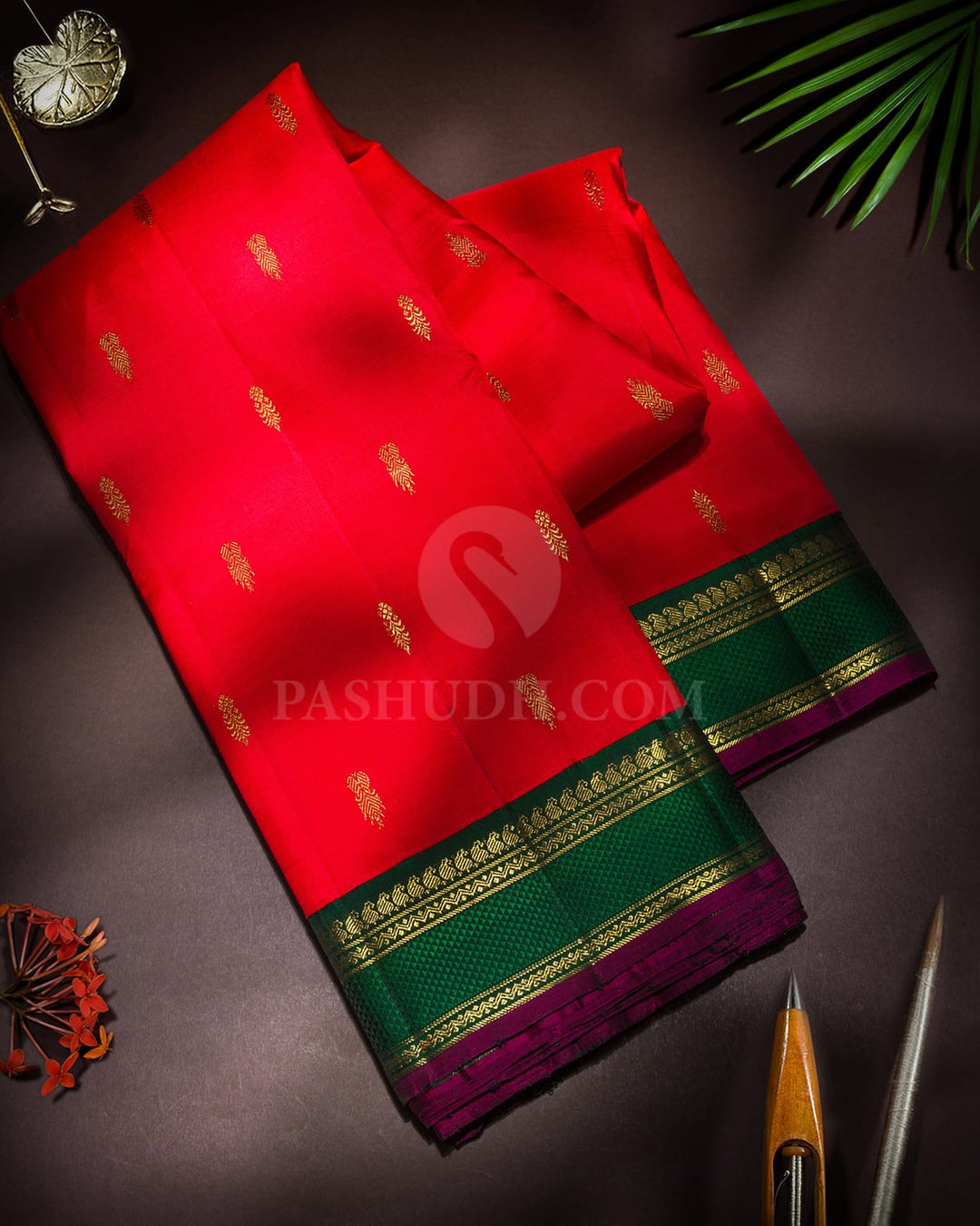 Bright Red Pure Zari Traditional Kanjivaram Silk Saree-SP520