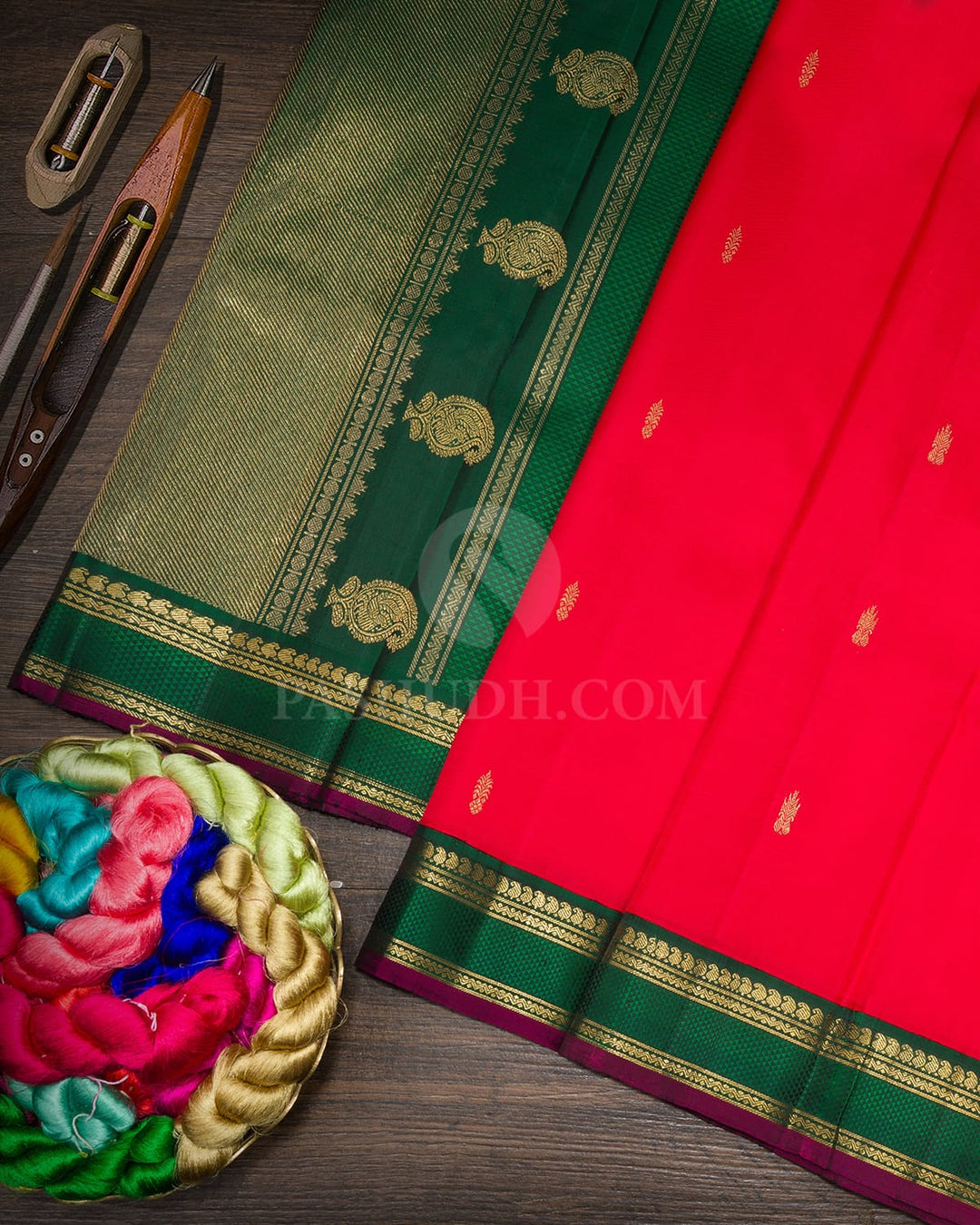 Bright Red Pure Zari Traditional Kanjivaram Silk Saree-SP520