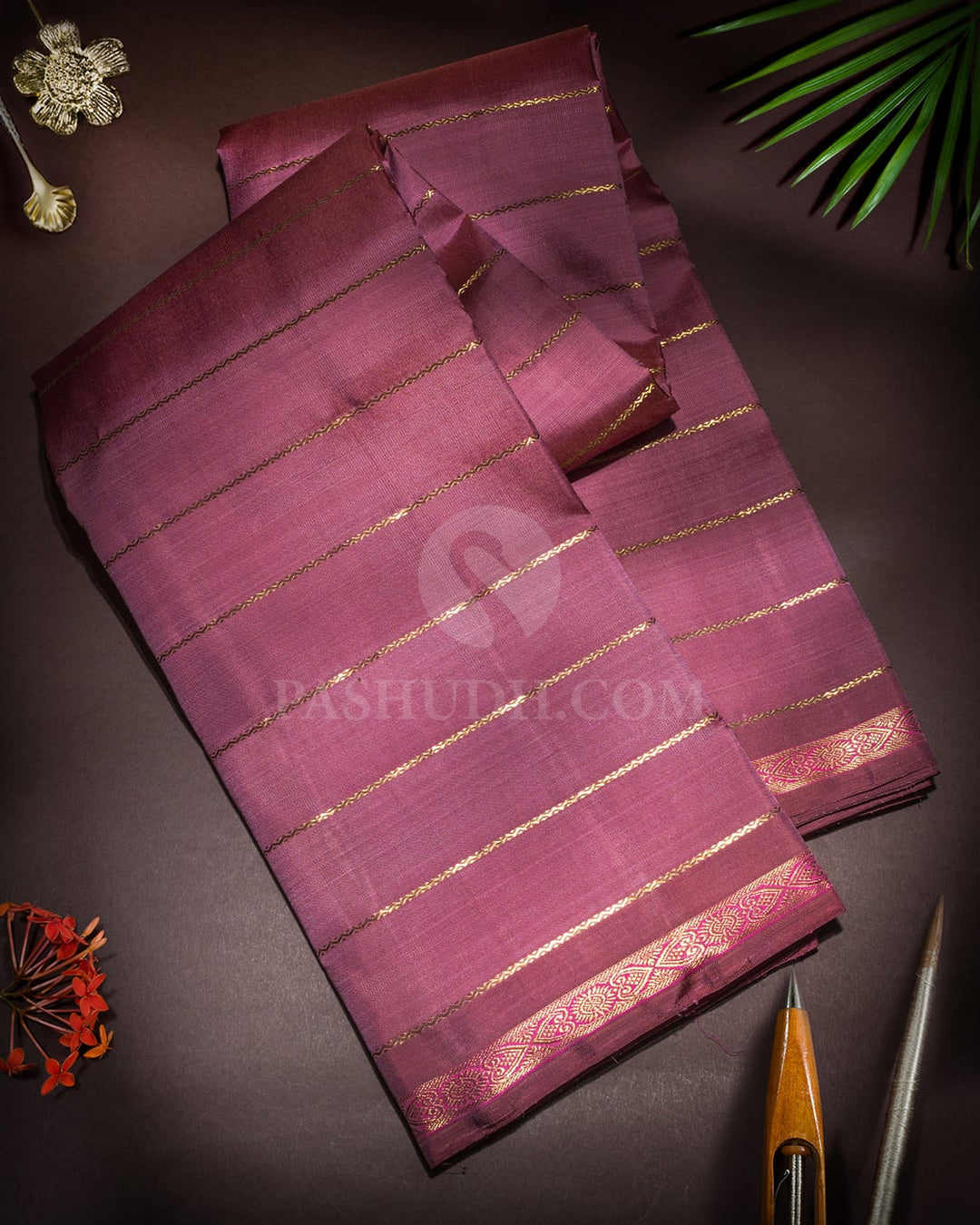 Old Rose Pure Zari Traditional Kanjivaram Silk Saree-SP487
