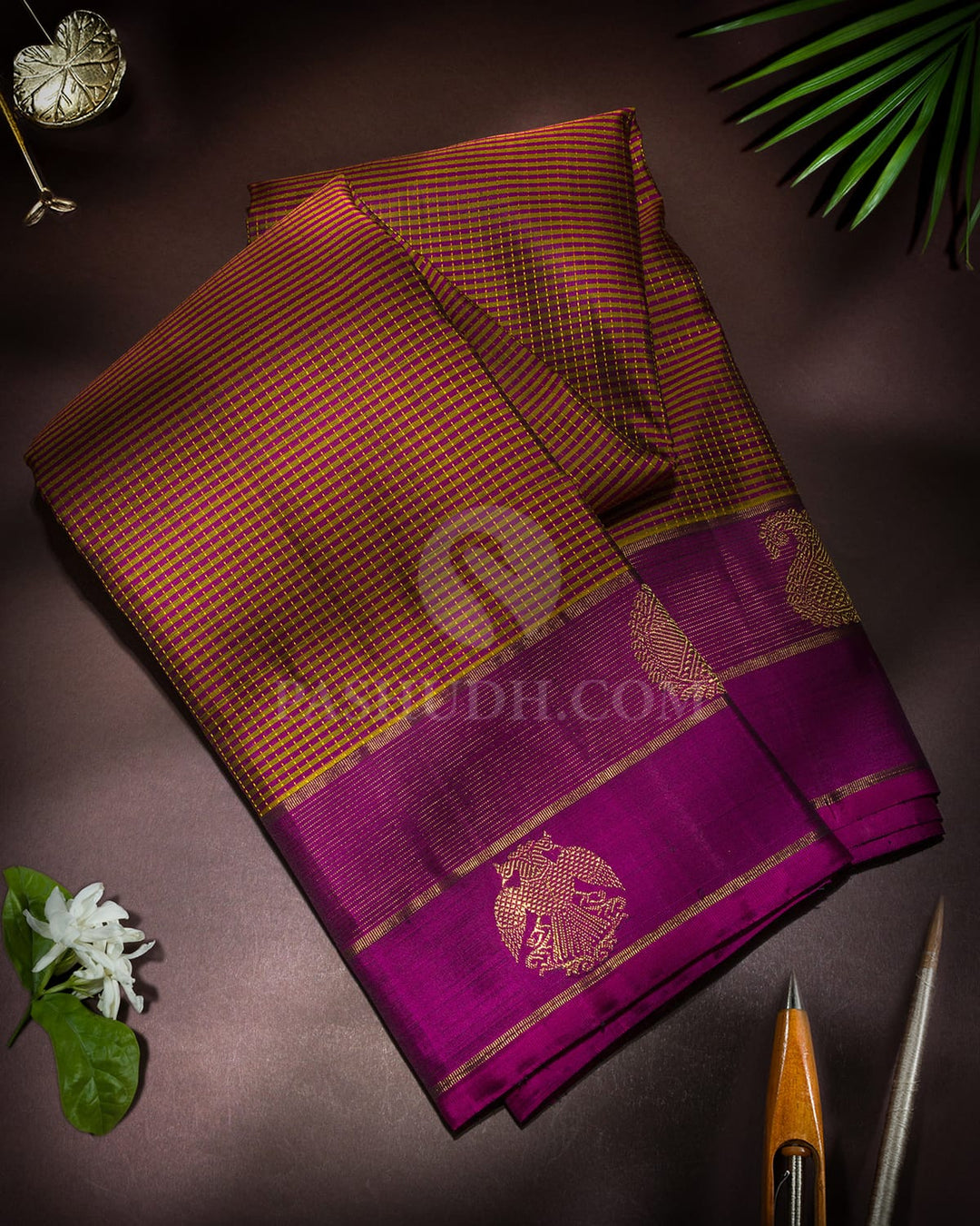 Magenta With Purple Pure Zari Traditional Kanjivaram Silk Saree-SP486