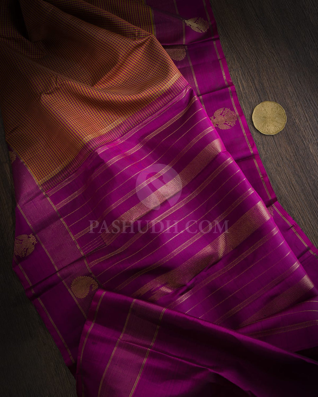 Magenta With Purple Pure Zari Traditional Kanjivaram Silk Saree-SP486