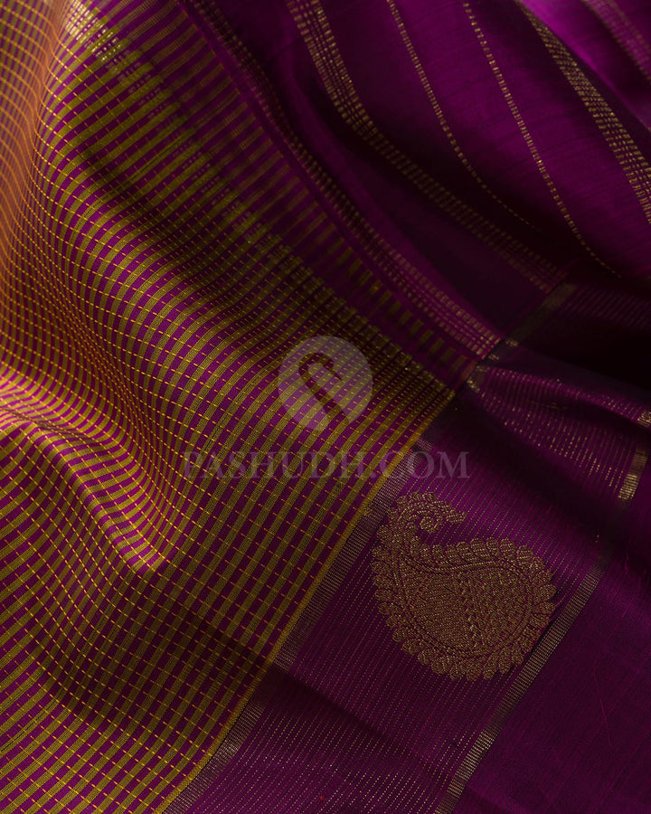 Magenta With Purple Pure Zari Traditional Kanjivaram Silk Saree-SP486