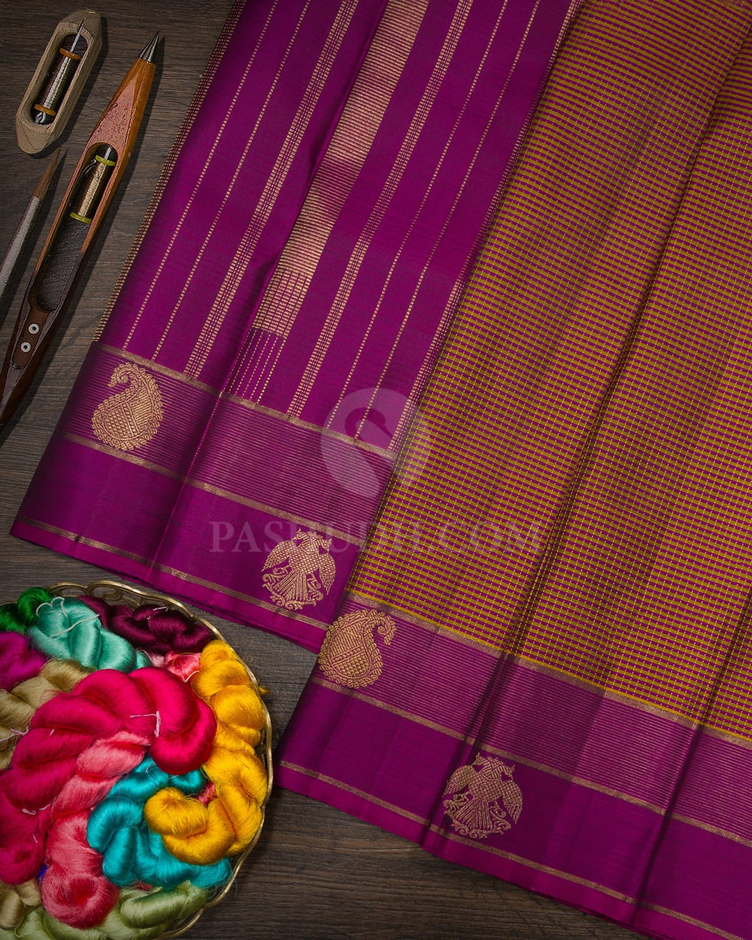 Magenta With Purple Pure Zari Traditional Kanjivaram Silk Saree-SP486
