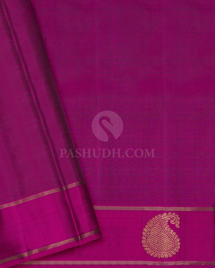 Dark Green With Magenta Pure Zari Traditional Kanjivaram Silk Saree-SP488