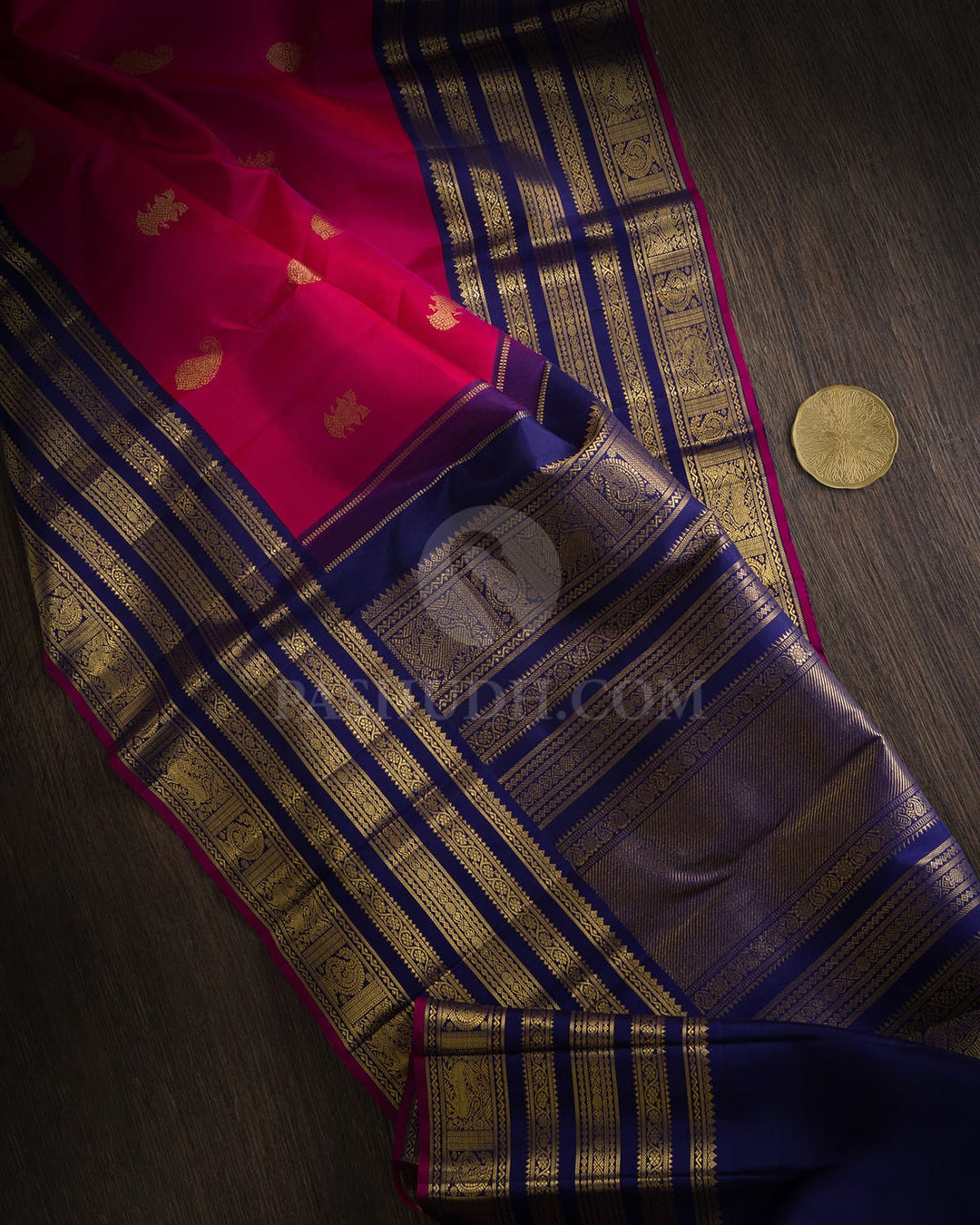 Dual Shaded Magenta Pure Zari Traditional Kanjivaram Silk Saree-SP519