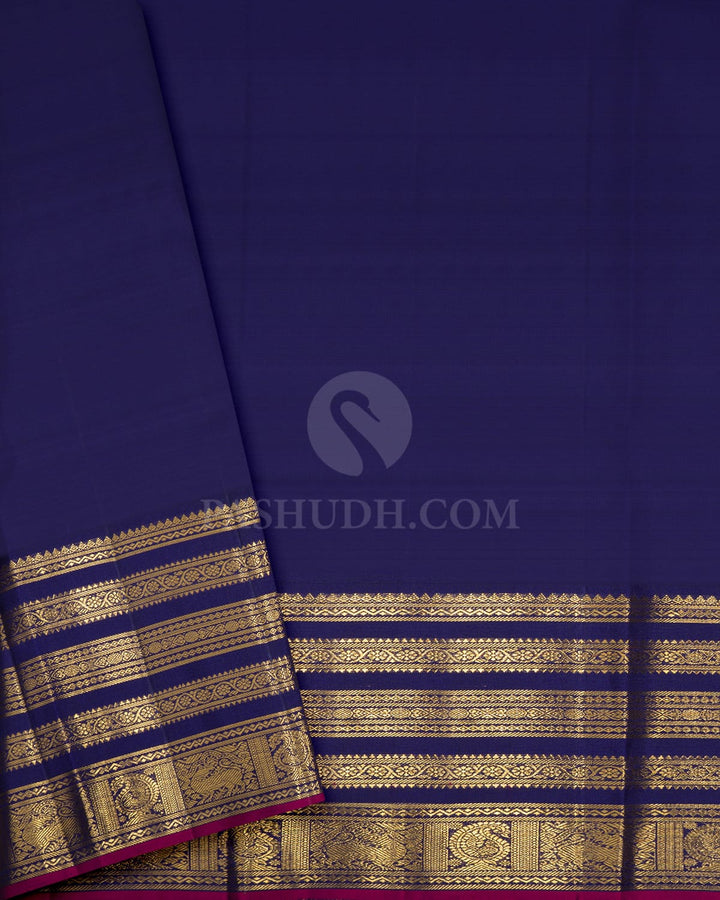 Dual Shaded Magenta Pure Zari Traditional Kanjivaram Silk Saree-SP519