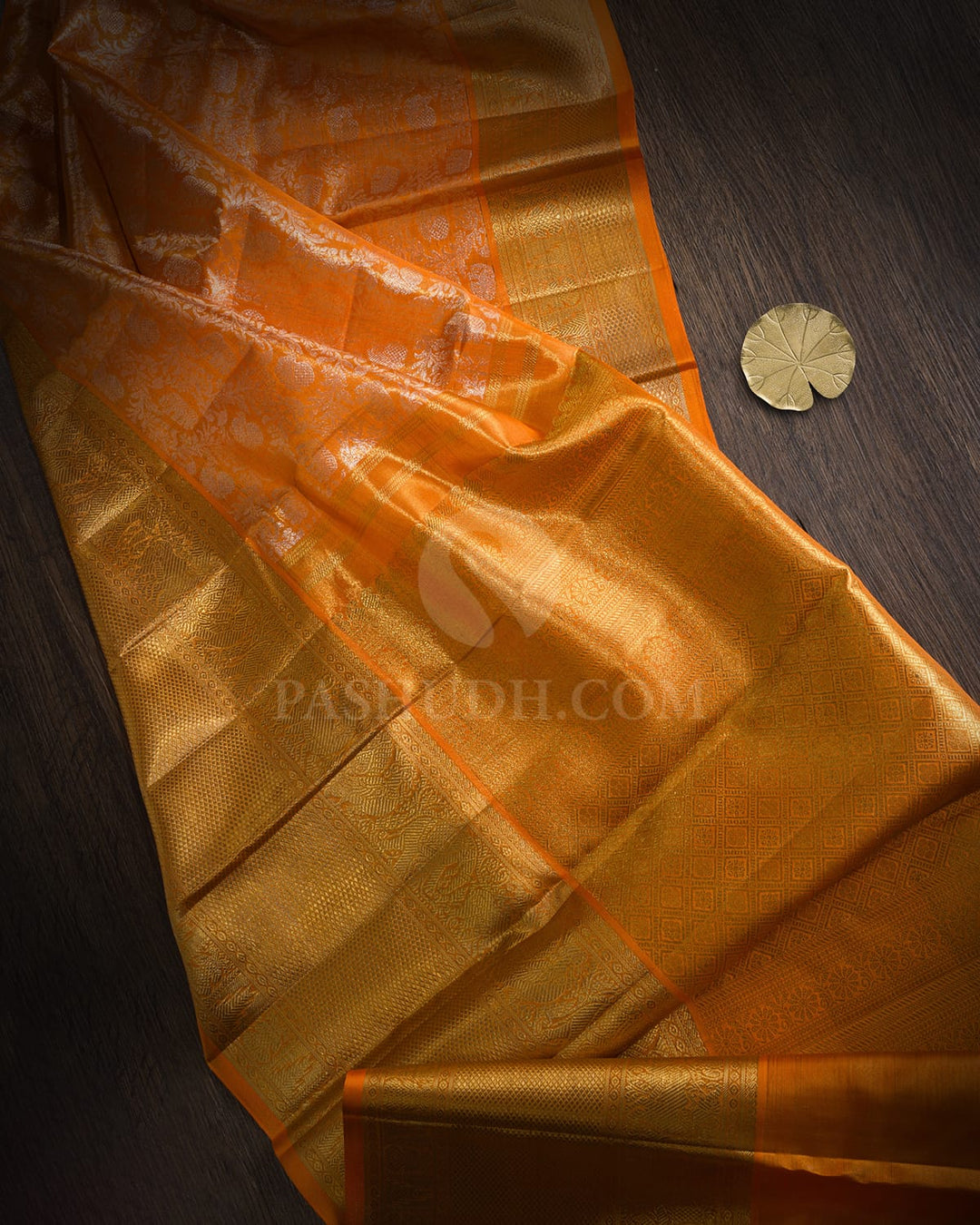 Orange Zari Shimmer Kanjivaram Silk Saree-SP516