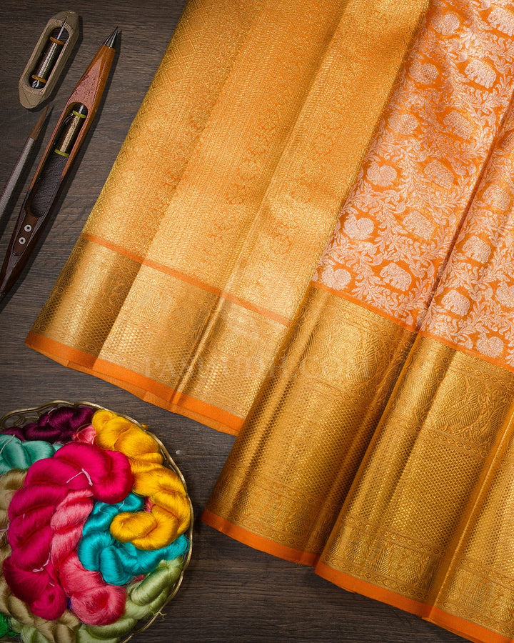 Orange Zari Shimmer Kanjivaram Silk Saree-SP516