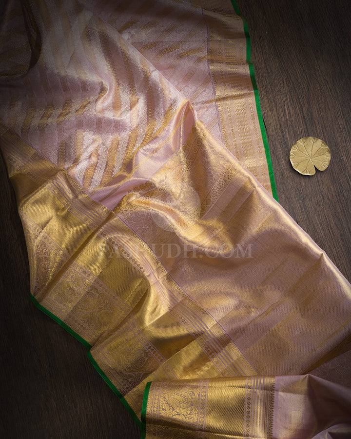 Pastel Lilac Gold Shimmer Kanjivaram Silk Saree-SP521