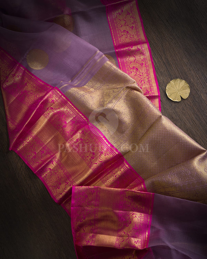 Pastel Lavender Organza Kanjivaram Silk Saree-SP503