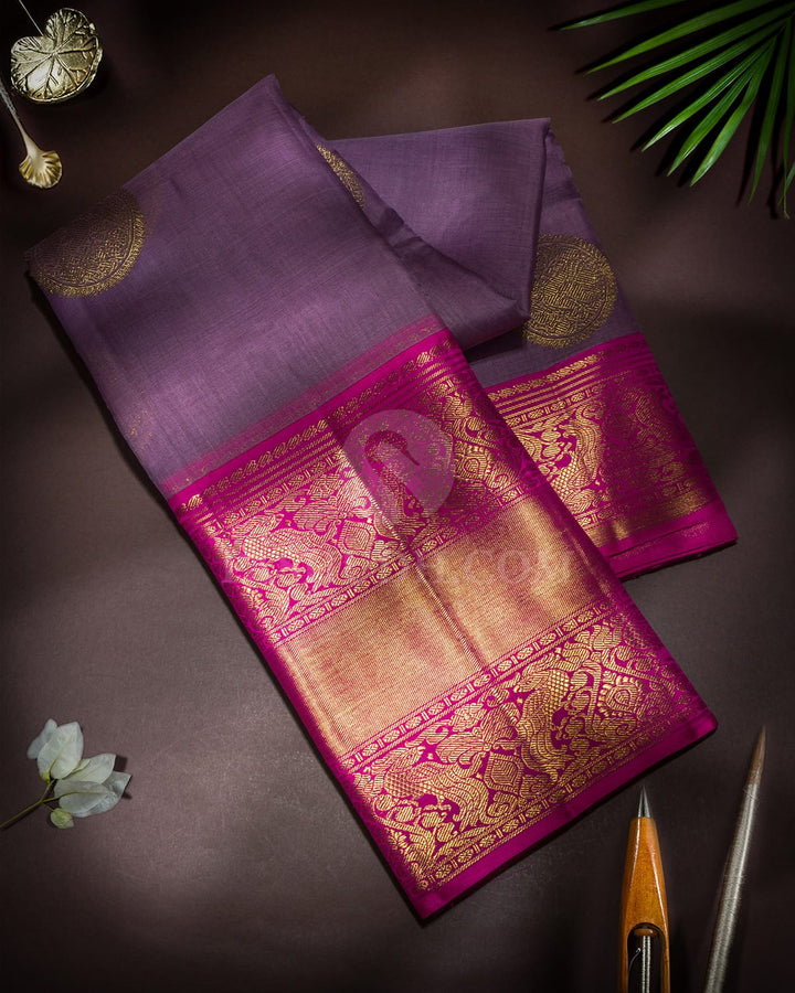 Pastel Lavender Organza Kanjivaram Silk Saree-SP503